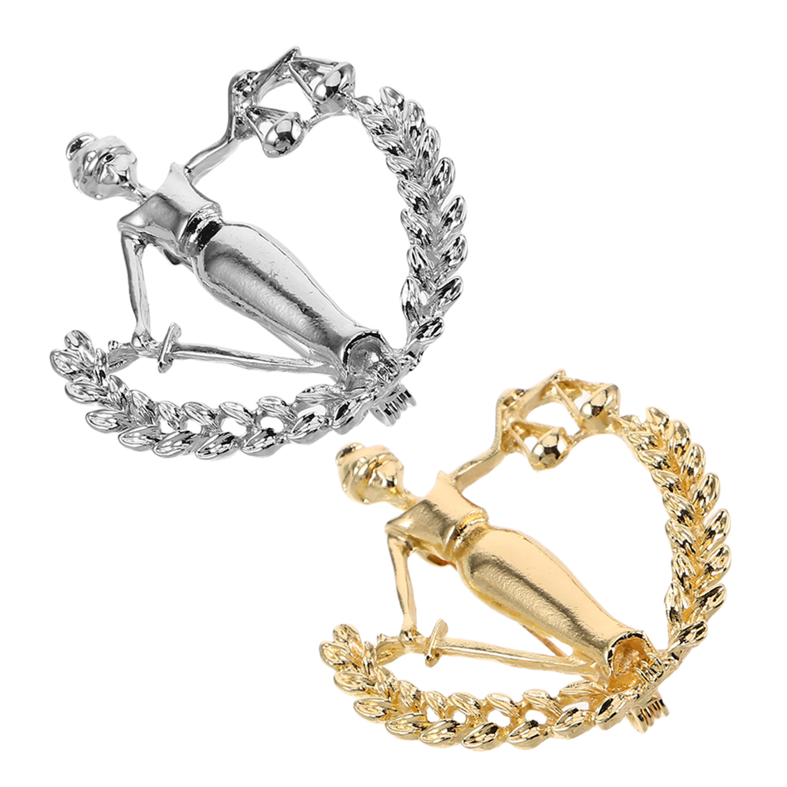 Scale - Men Formals & Ethnic Wear - 2Pcs Scale Justice Lapel Pin Alloy