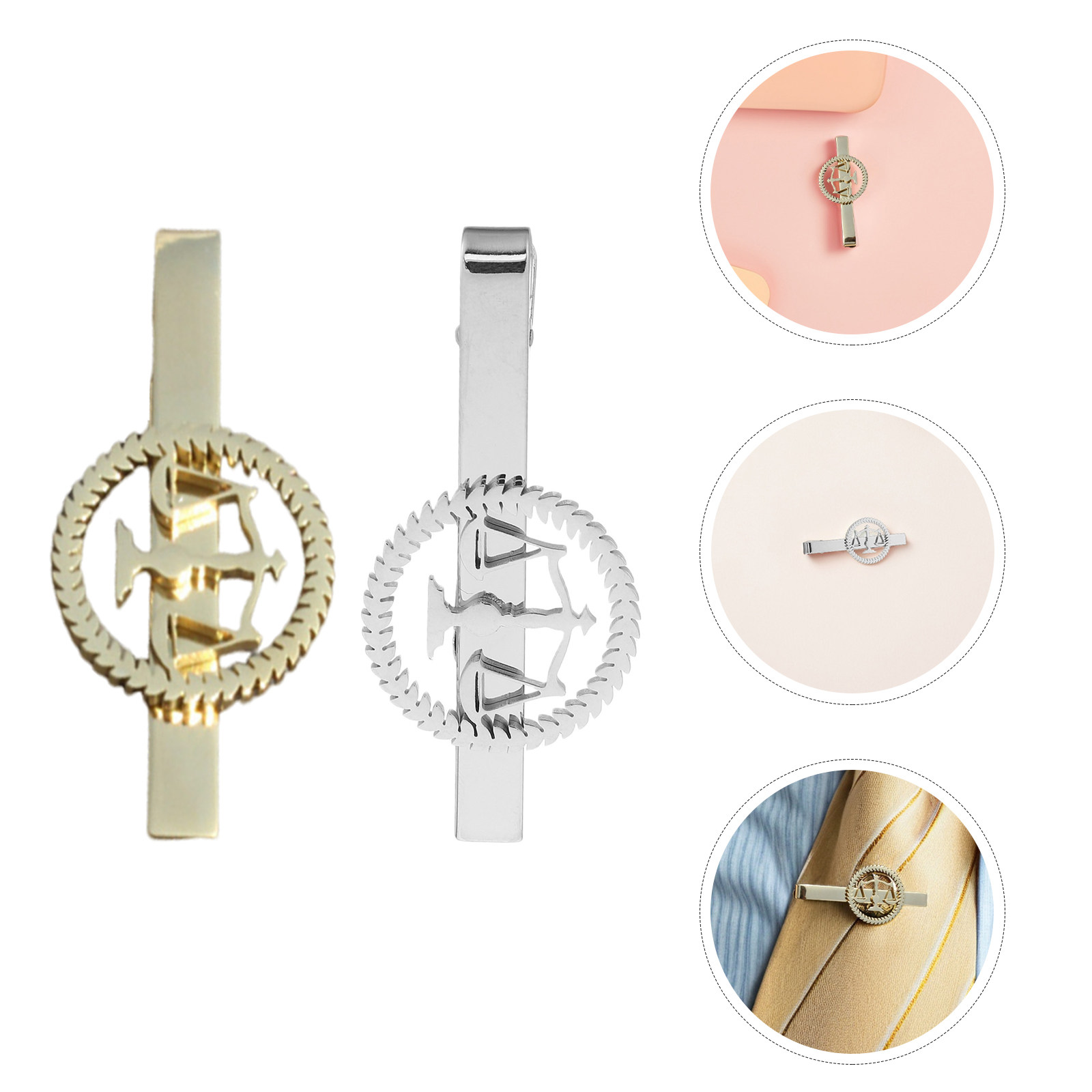 Scale - Men Formals & Ethnic Wear - 2Pcs Libra Scale Tie Clip Set