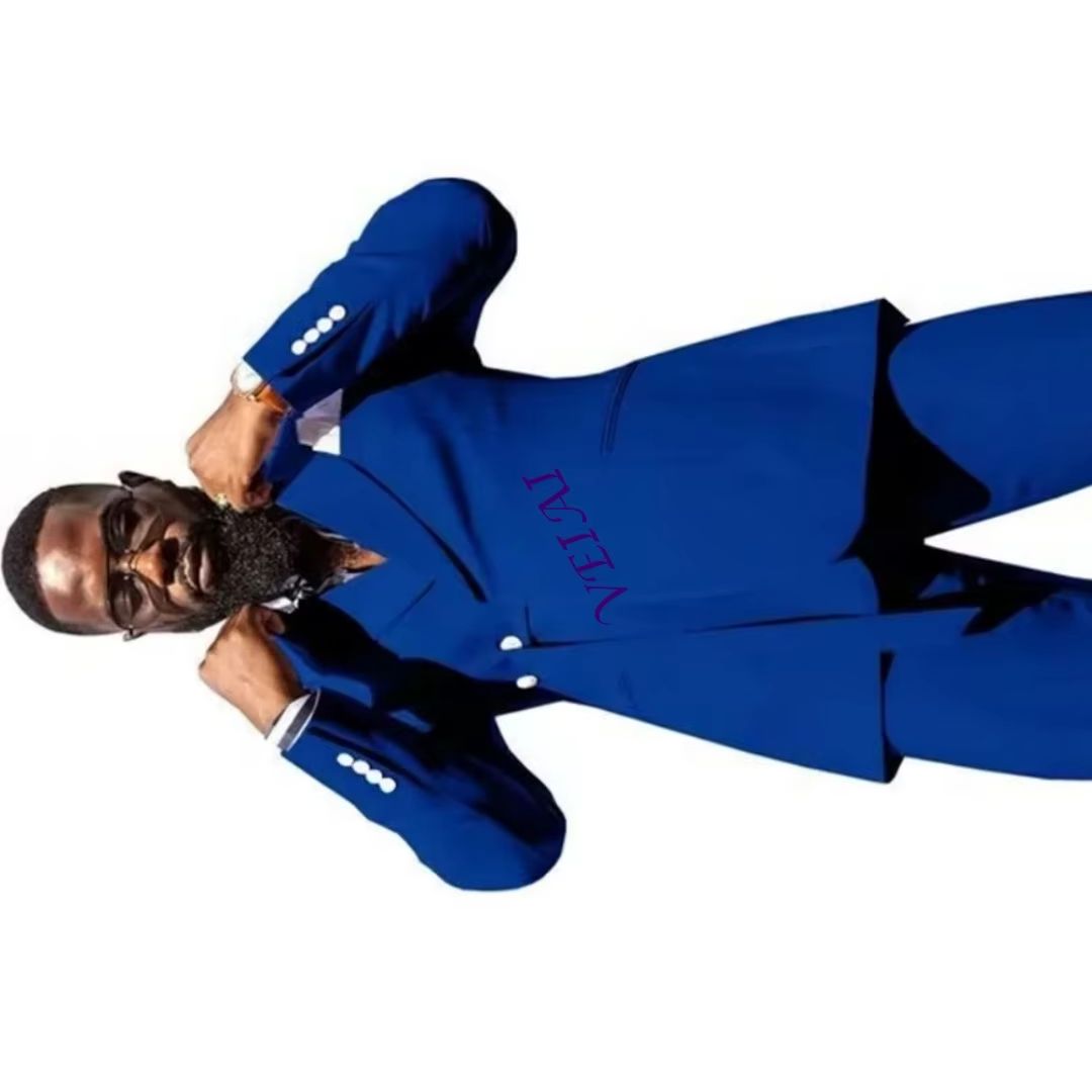 Men Formal Wear Pants - CustomizedChic Blue 3-Piece Men's Terno Set