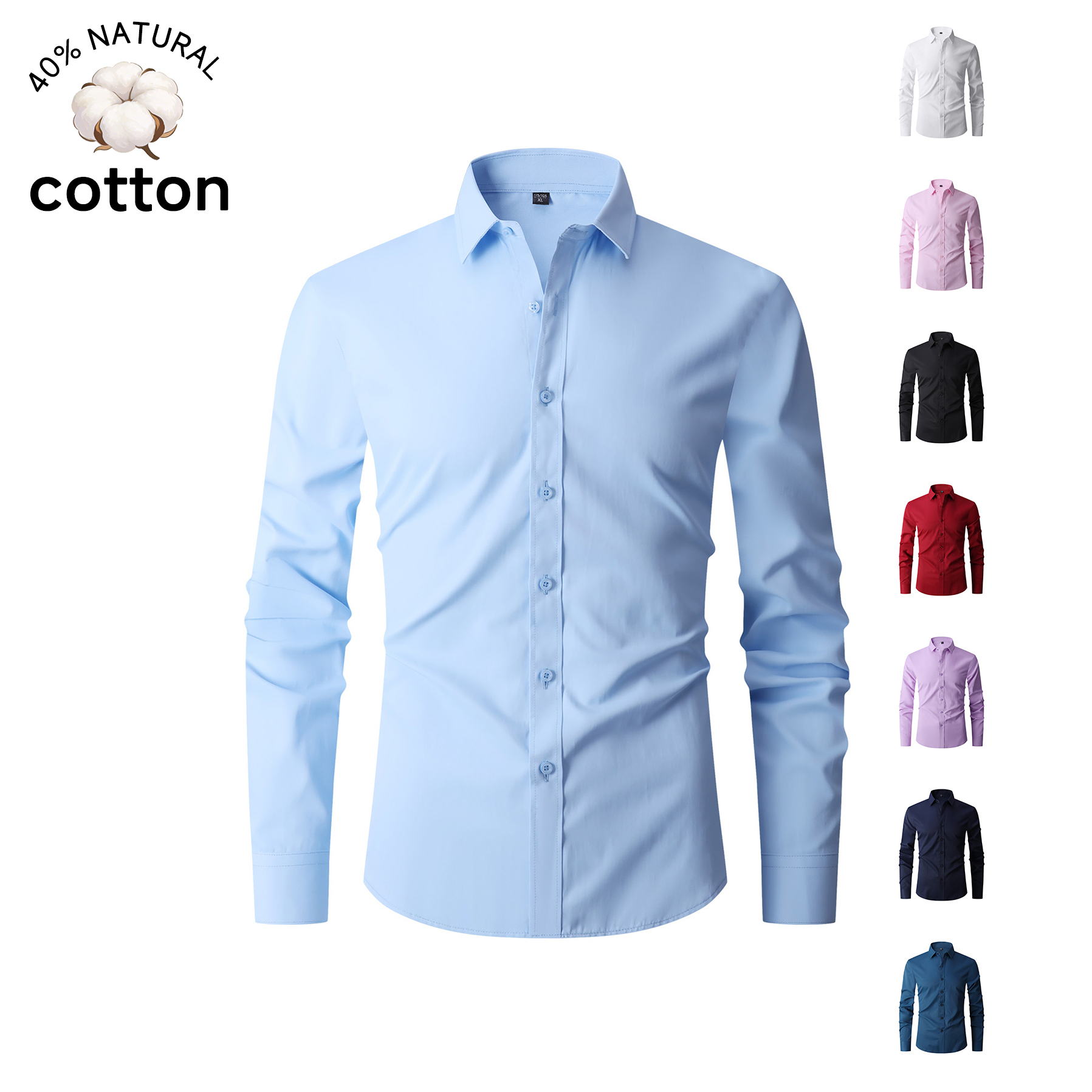 Men Formal Office Wear Shirts - Good Quality Summer Cotton Men's Long
