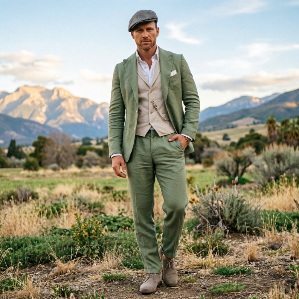 Sage Green Linen Men 3 Piece S - مراجعة Men'S Formal Wear For A Wedding وسعره