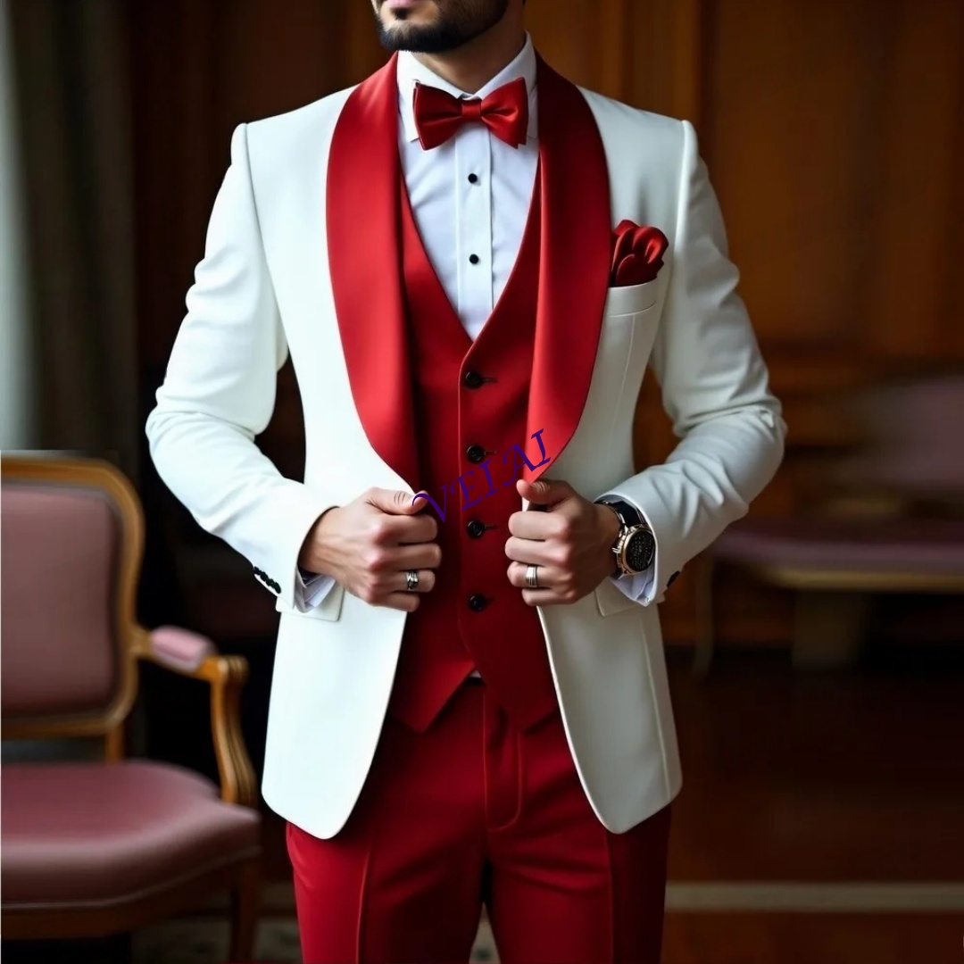 CustomizedNew White And Red Me - مراجعة Men'S Formal Wear Accessories وسعره