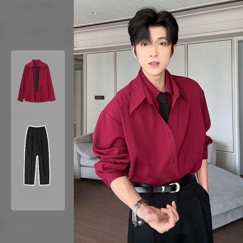 Men's Patchwork Long Sleeve Sh - مراجعة Men Formal Office Wear Shirts وسعره