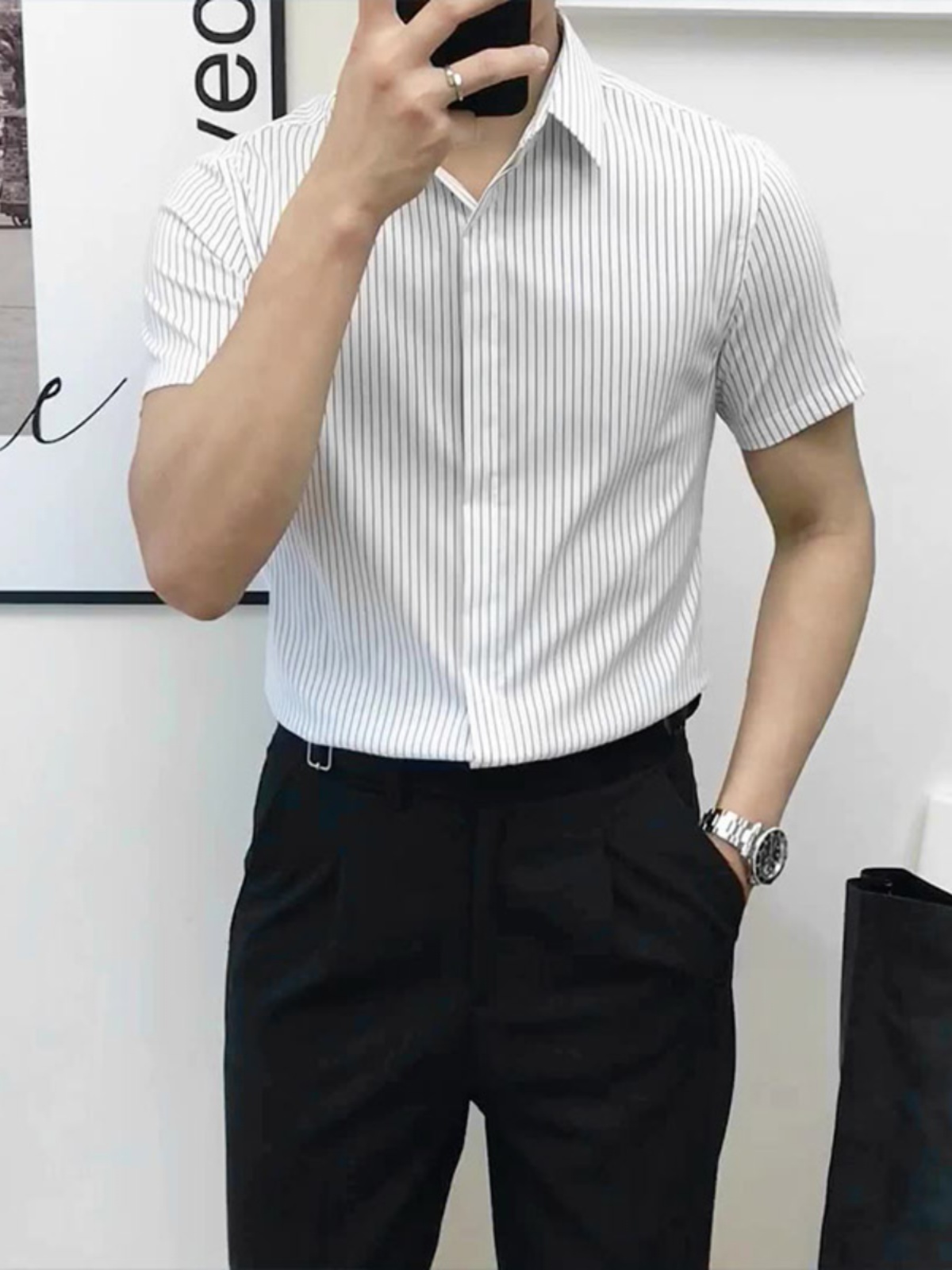Slim Fit Striped ort Sve irt f - مراجعة Men'S Urban Formal Wear وسعره
