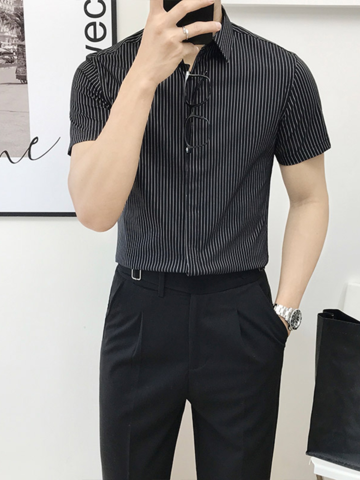 Slim Fit Striped ort Sve irt f - مراجعة Men'S Urban Formal Wear وسعره