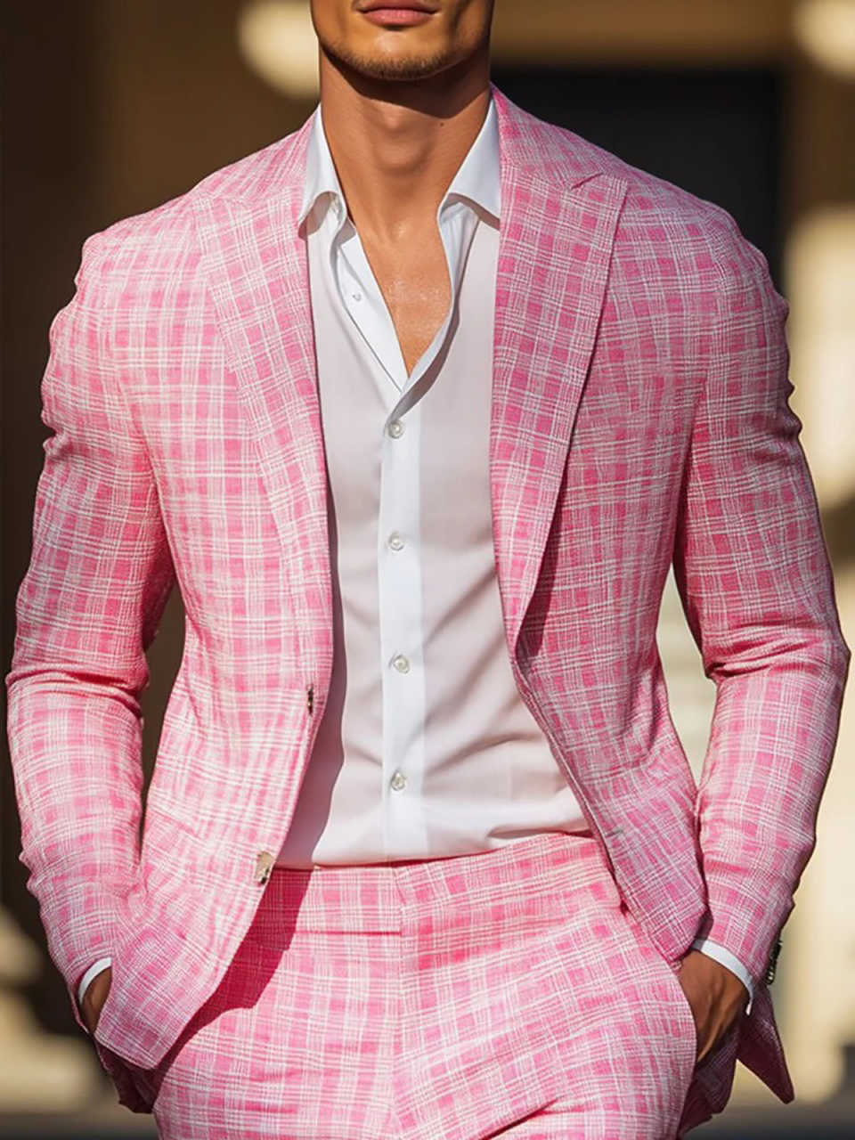 Summer Pink Plaid Mens Tuxedos - مراجعة Men Formal Wear In Summer وسعره