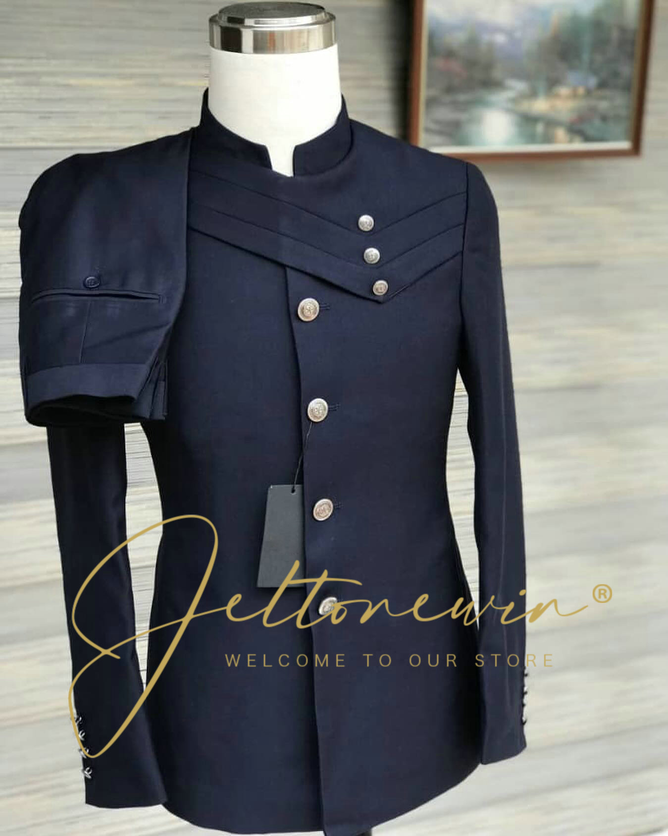 Men's Navy Blue Suit Set with  - مراجعة Men'S Formal Wear For A Wedding وسعره