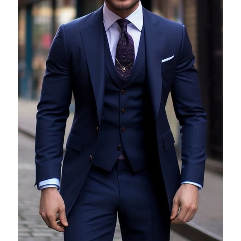 Navy Blue 3 Pieces Casual Male - مراجعة Men'S Formal Wear For A Wedding وسعره