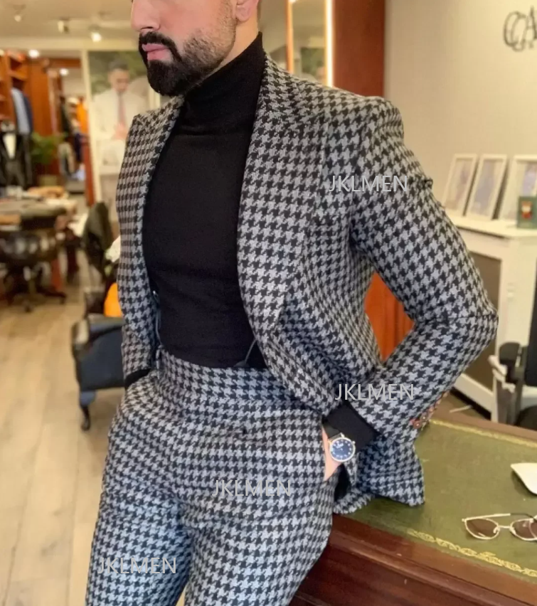 Houndstooth Mens Suits 2PCS We - مراجعة Men'S Formal Wear For A Wedding وسعره