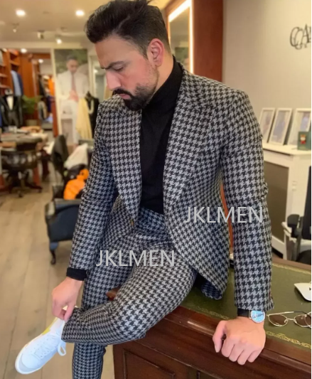 Houndstooth Mens Suits 2PCS We - مراجعة Men'S Formal Wear For A Wedding وسعره